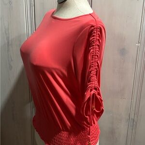 Michael Kors Red Gathered Sleeve Blouse
